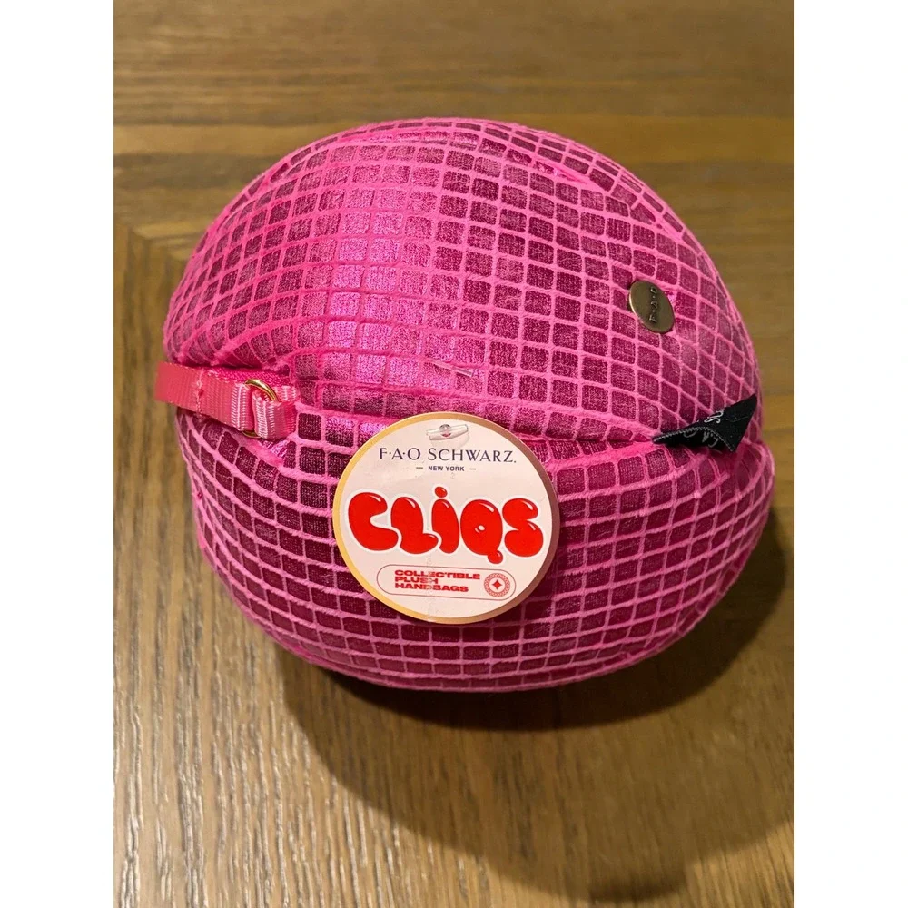 FAO Schwarz Cliqs Hot Pink Disco Ball Plush Handbag Collectible Mini Purse NWT